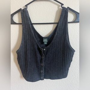 Wild Fable Black Crop Top Button Down